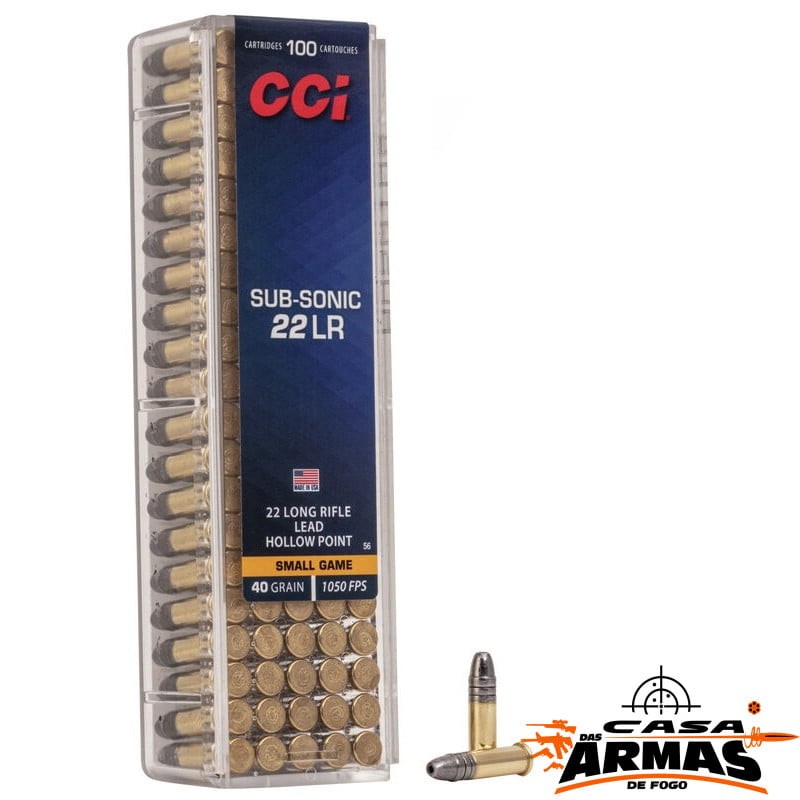 Munição CCI 22LR Subsonica HP 40GR – CX100