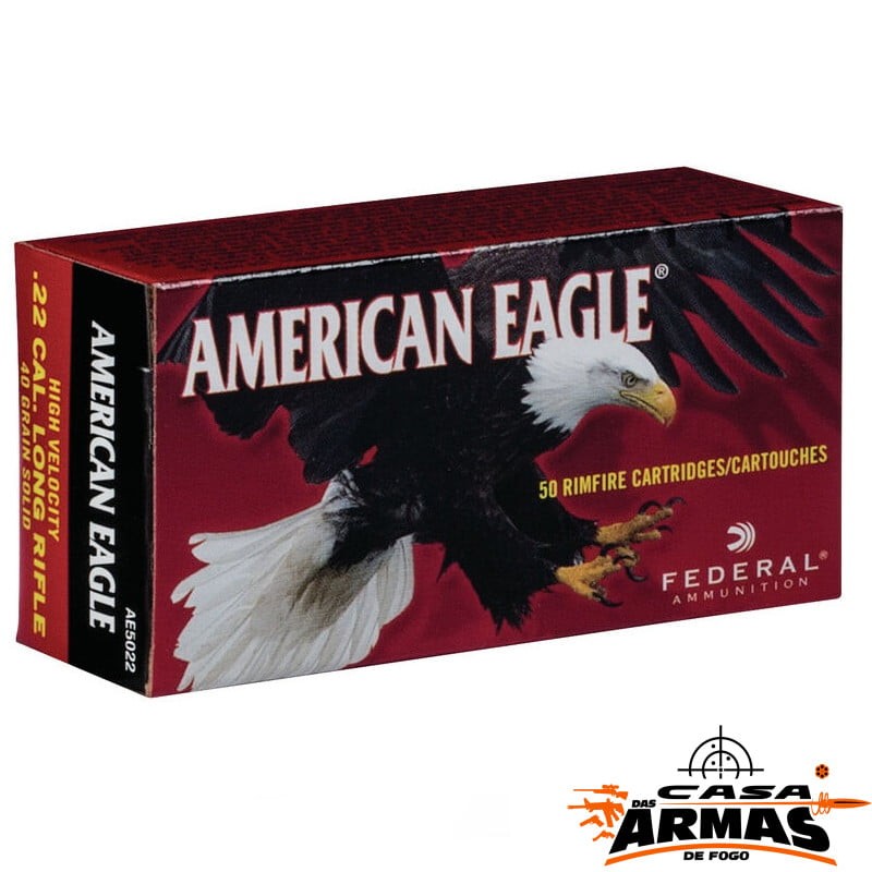 Munição Federal 22LR AMERICAN EAGLE OGIVAL 40GR – CX 50